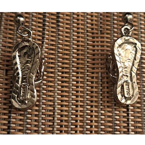 Disney Flip Flop Pink Crystal Enamel Dangle Pierced Earrings - Picture 6 of 7